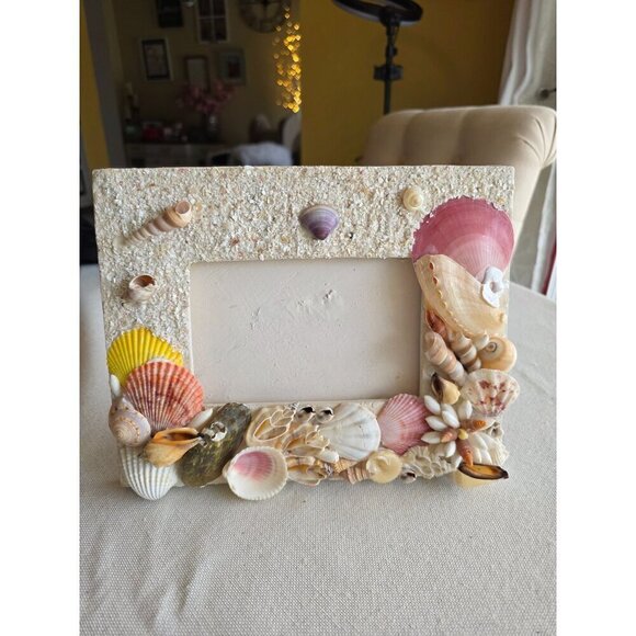 Handcrafted Seashell & Sand Picture Frame With Coastal Design - Picture 2 of 9